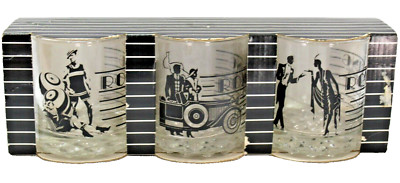 Hollywood Deco Roaring Twenties Whiskey Rum Vintage Retro Kitsch Spirit Glasses