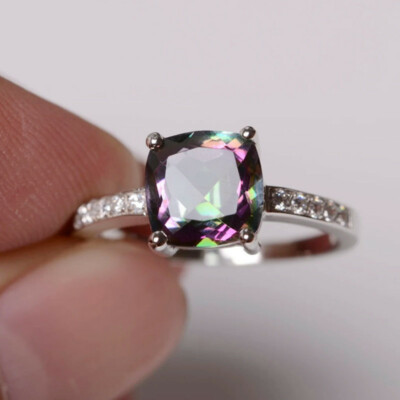 Elegant Cubic Zircon 925 Silver Filled Rings Women Wedding Jewelry Sz 6-10