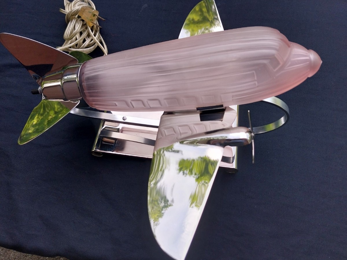 VINTAGE ART DECO PINK DC3 AIRPLANE SARSAPARILLA DESK LAMP | eBay