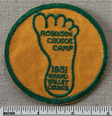 Vintage 1951 ROBINSON CRUSOE CAMP Boy Scout Badge PATCH BSA Grand Valley Council
