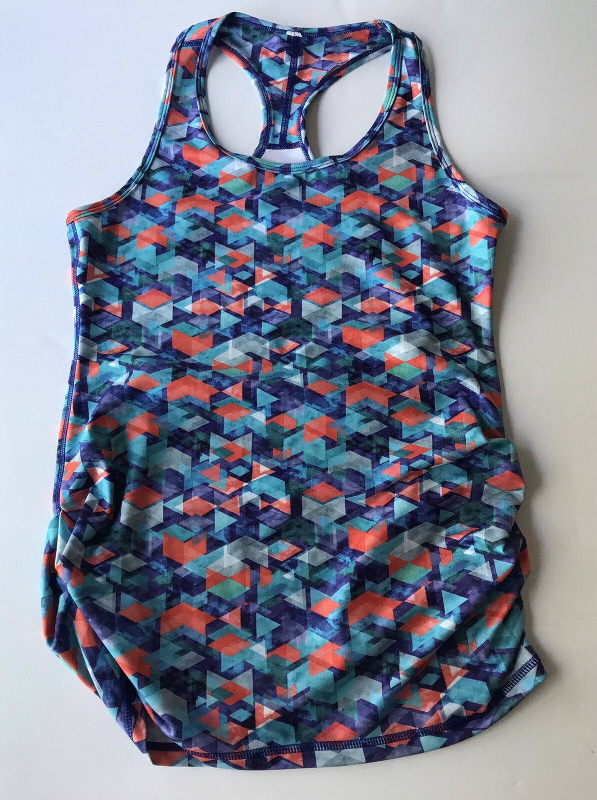 Tank Top Size L “Karma” Blue /Orange With Side Gathers-image