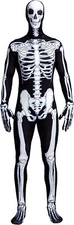 NEW XL Unisex Skeleton Halloween Scary Horror Costume Zip Up Jumpsuit W/MASK