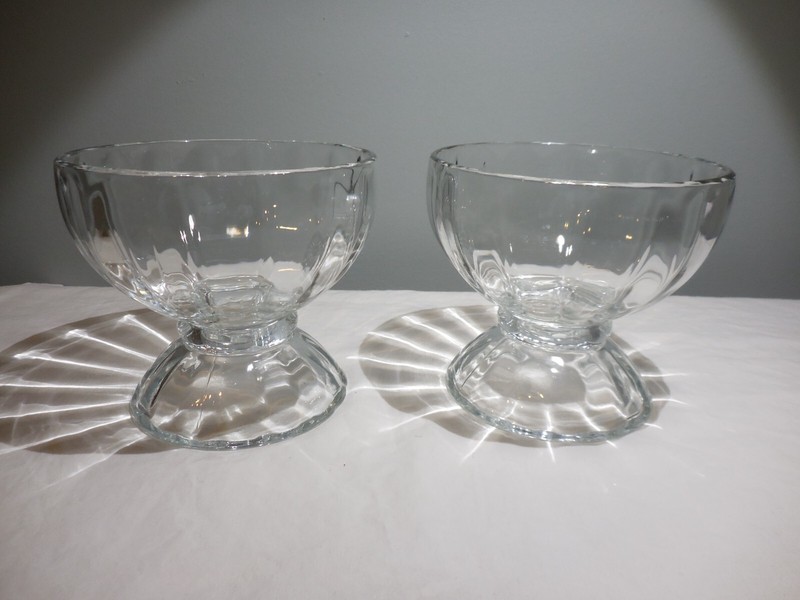 Set of 2 Libbey Glass Low Sherbet Pedestal Sundae Cup 5110 Clear Ribbed 