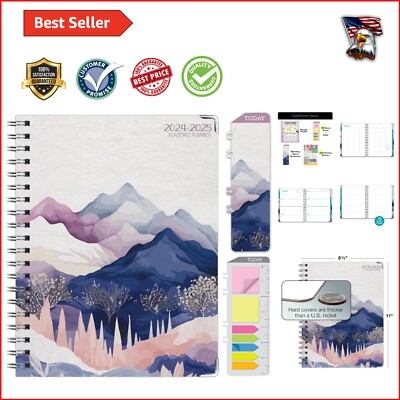 Elegant Pastel Mountains Academic Year Planner 2024-2025 with Bonus Accessories