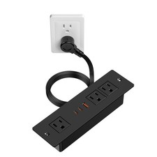 45W USB C Recessed Power Strip for Furniture Desktop Flush Mount 6FT