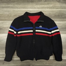 Vintage 80s Kappa Sweater Mens Medium Sherpa Fleece Lined Fill Zip Made Italy