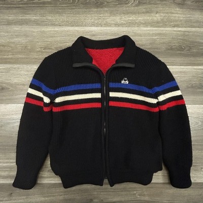 Vintage 80s Kappa Sweater Mens Medium Sherpa Fleece Lined Fill Zip Made Italy