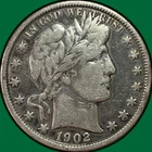 1902 Barber Half Dollar Fine F Coin, Cleaning #39209