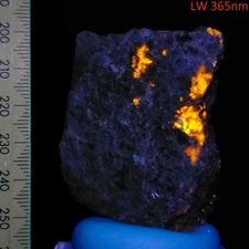 Fluorescent Wernerite Scapolite long wave rough specimen Grenville Canada 608ct