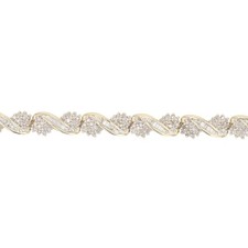 1.95ctw Round Cut Diamond 7.25" Tennis Bracelet 10k Multi-Tone Gold 13.85 Grams