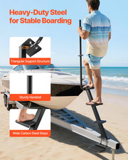 Boat Trailer Steps 4-Step Heavy Duty Ladder w/ Handle Non-Slip Steel