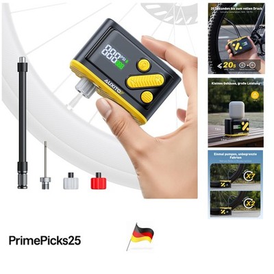 Mini Fahrradpumpe Elektrisch 120 PSI Akku Manometer Ventile Auto Stop