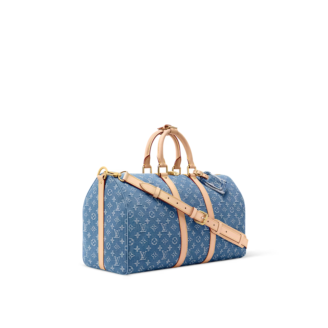 NEW Louis Vuitton Keepall Bandouliere 45 Denim Boston Bag Blue