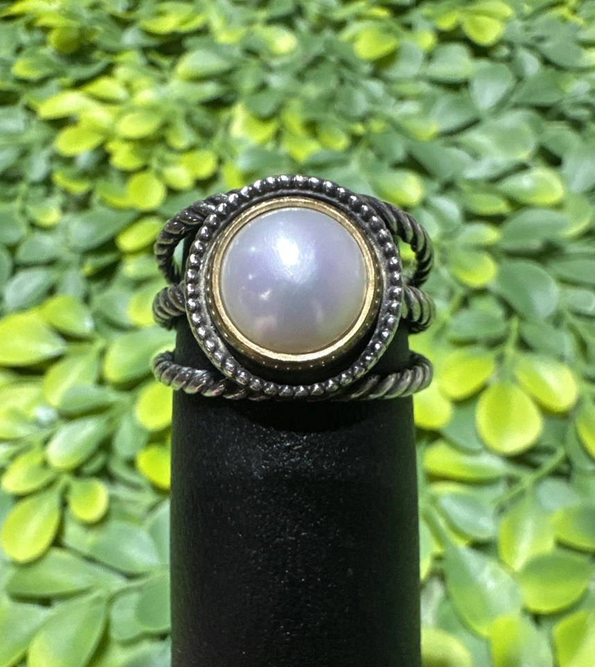 Anillo de piedras preciosas James Avery Marjan, tamaño 10 con perla cultivada media redonda de 10 mm Foto 2 de 4