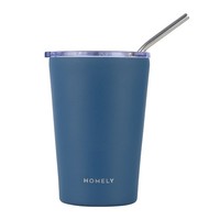 Thermobecher Isolierbecher Becher Kaffeebecher Mit Strohhalm Blau 400 Ml