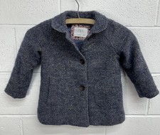 Zara Kids Peter Pan Collar Wool Coat w/ Pockets Size 3-4 Yrs CM 104 Blue w/Tan