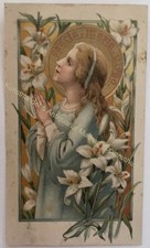 orig. Andachtsbild Heiligenbild antik um 1920 Maria Mutter Gottes Lilien