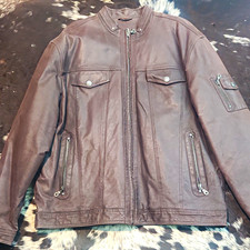 Cripple Creek Mens Brown Zip Front Leather Ja...
