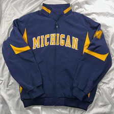 Majestic Size XL Michigan Wolverines Full Zip Jacket Blue/Yellow