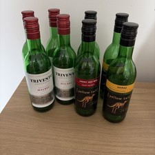 8 Small 1/4 Wine Bottles 187ml Green Glass Empty Screw Lid Home Brew Upcycle 