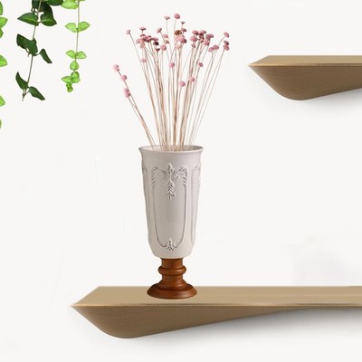 Flower Vase with Wooden Base Unique Ceramic Vase for Entry Wedding Apartment