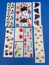 Mrs. Grossman's Stickers Music Piano Guitar Banjo Drum Fruit Bees Lighthouse