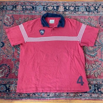 VTG 90s 00s American Eagle Vintage Rugby Shirt XXL Red Navy Blue Striped Crest 4