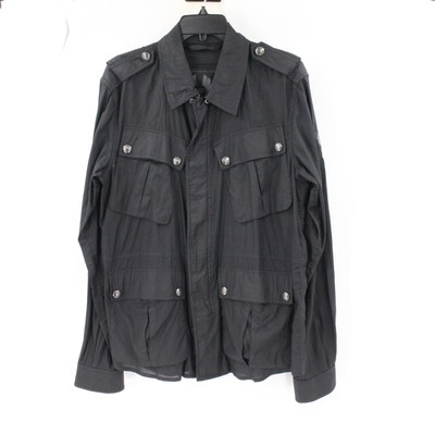 Belstaff jacket mens 52 motorcycle field lightweight black full zip cargo pocket