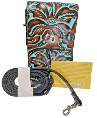 Patricia Nash Turquoise Tooled Leather Phone Crossbody Case Bag NWOT MSRP $129