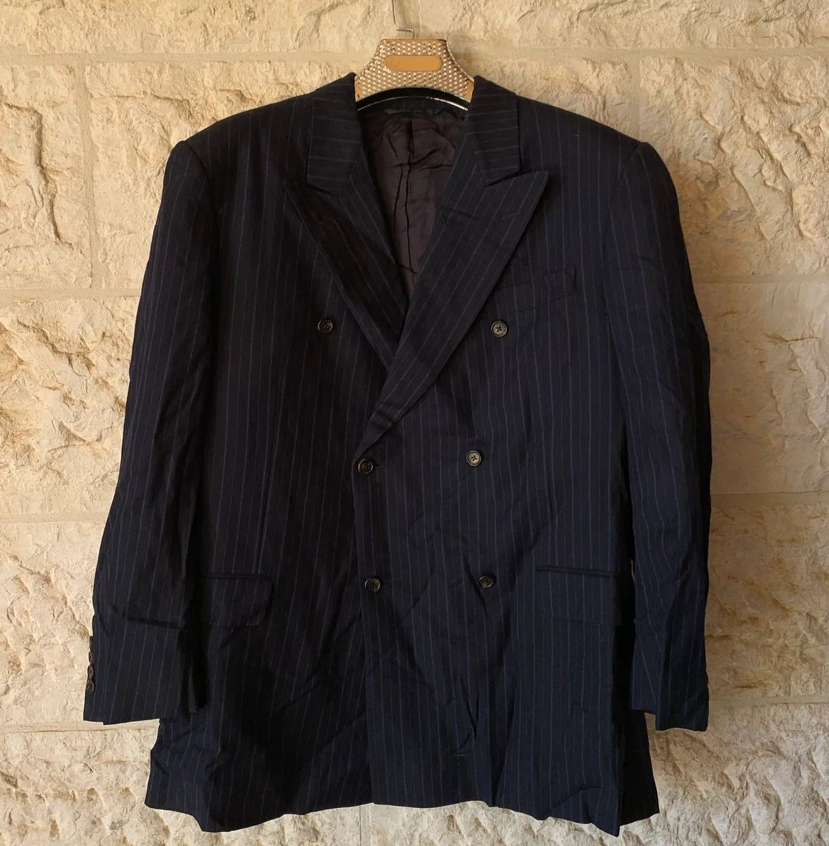 Blue Double-Breasted Striped Suits & Blazers for Men for sale | eBay