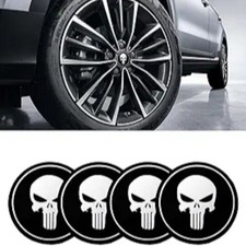4PCS Car Wheel Hub Center Cap Sticker, 2.2" Personalized Metal Wheel Black
