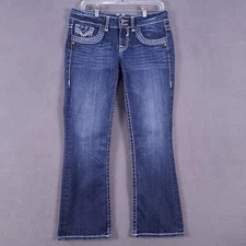 Vigoss Jeans Womens Juniors 9 Blue Stretch Denim Fit Bootcut Low Rise Grunge