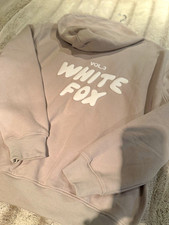 White Fox Grey/Beige Pullover Hoodie Vol.3 Graphic Logo Print Unisex - L/XL