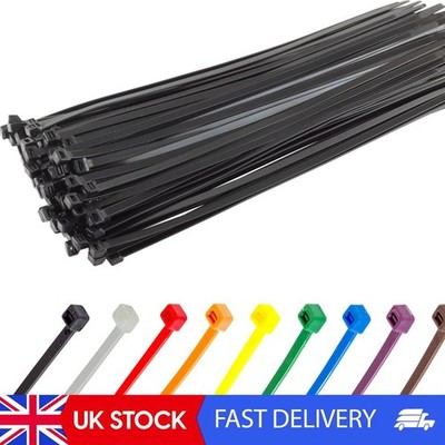Schwarze Kabelbinder strapazierfähig, 450 mm x 9,0 mm, 100 Stück, lange Nylon Zip Binder,