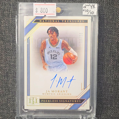 Panini 2021 National Treasures Peerless Signatures Ja Morant On Card Auto  10/10