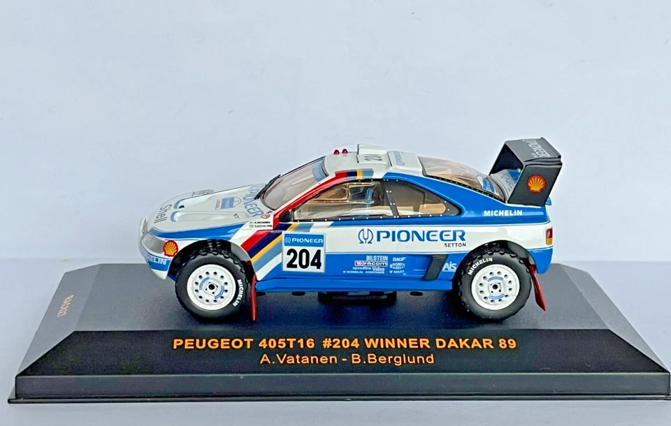 Auto Rallye Peugeot 405 T16 #204 Vincitore Dakar 1989 A.Vatanen 1/43 Ixo Modelli - Immagine 4 di 4