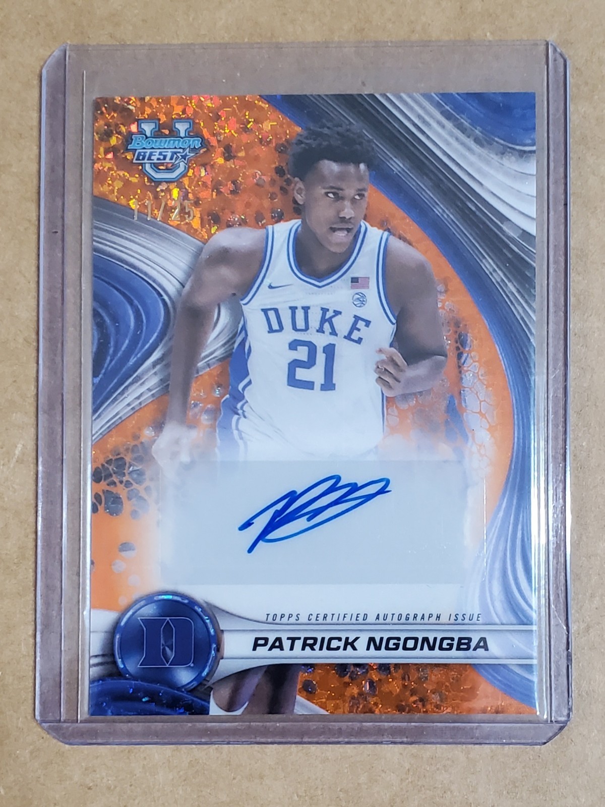 2024-25 Bowman Best University Patrick Ngongba Orange Refractor Auto #'d 11/25