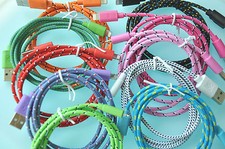 Fabric Braided Charger Cable FOR apple iPhone X 8 7 6s plus 5 4 galaxy micro USB