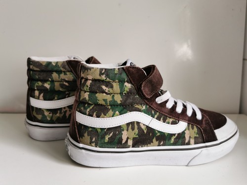 VANS AUTHENTIC SK8 HI UK 5 EU 38 BOYS GIRLS WOMENS BROWN GREEN CAMO TRAINERS - Picture 9 of 16