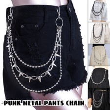 Layered Hip Unisex Hop Punk Pants Chain Rivet Goth Rock Jean Trouser Waist Chain