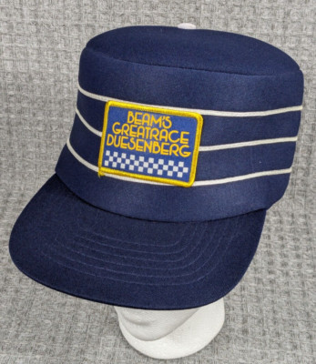 Vtg Jim Beam Duesenberg GreatRace Pill Box Hat Cap Adjustable Liquor Auto Advert