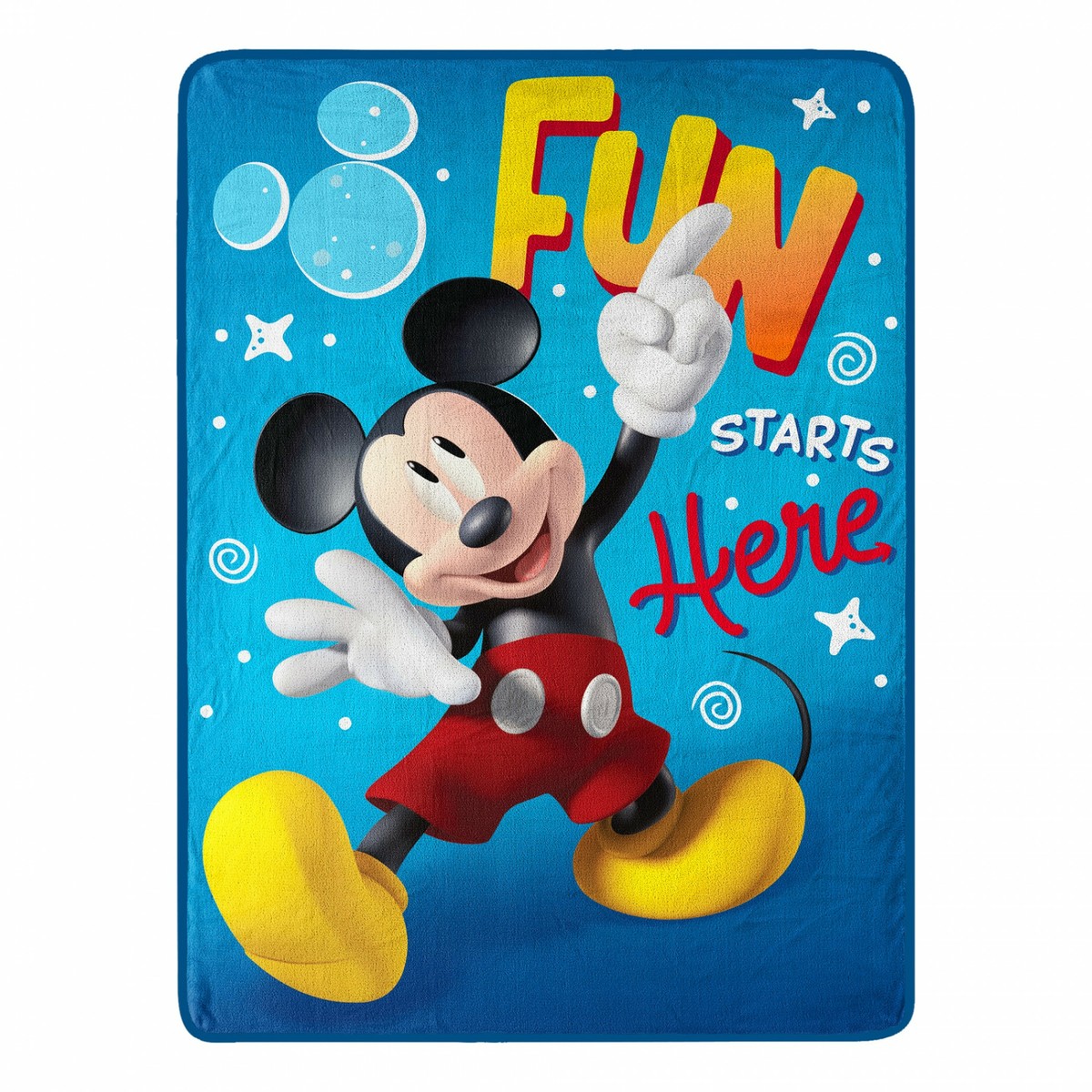 Disney Mickey Mouse Fun Starts Here 46 X 60 Silk Touch Throw Blue