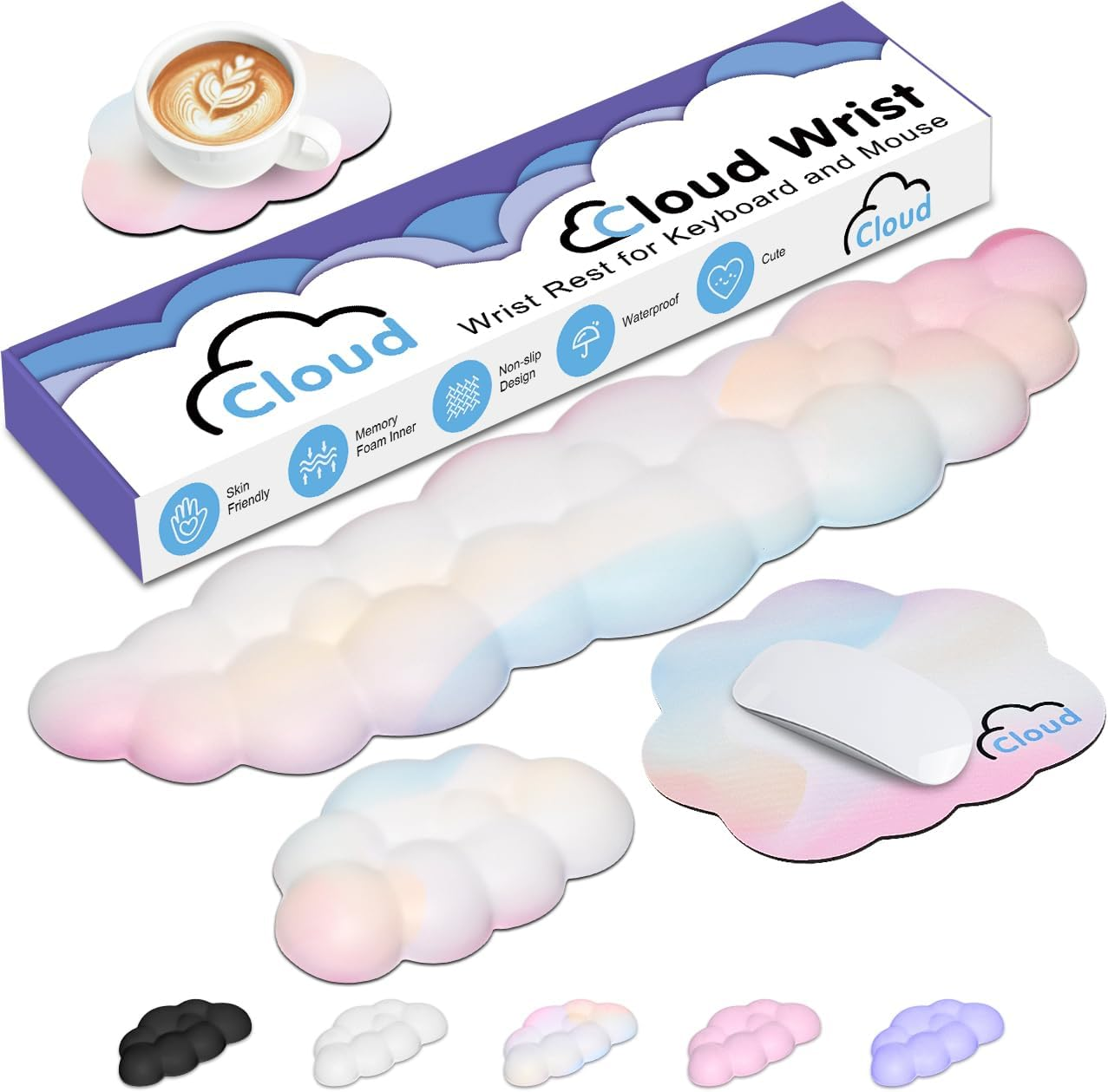 Cloud Wrist Rest Keyboard Cloud Palm Rest Keyboard Rest with Non-Slip Base fo...