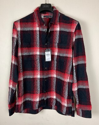 $248 NWT Brand New John Varvatos Collection Plaid Button-Up Long-Sleeve Shirt M