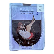 Vintage Fame Sheer Seamless Mesh Nylon Stockings Cinnamon 10.5 New NOS