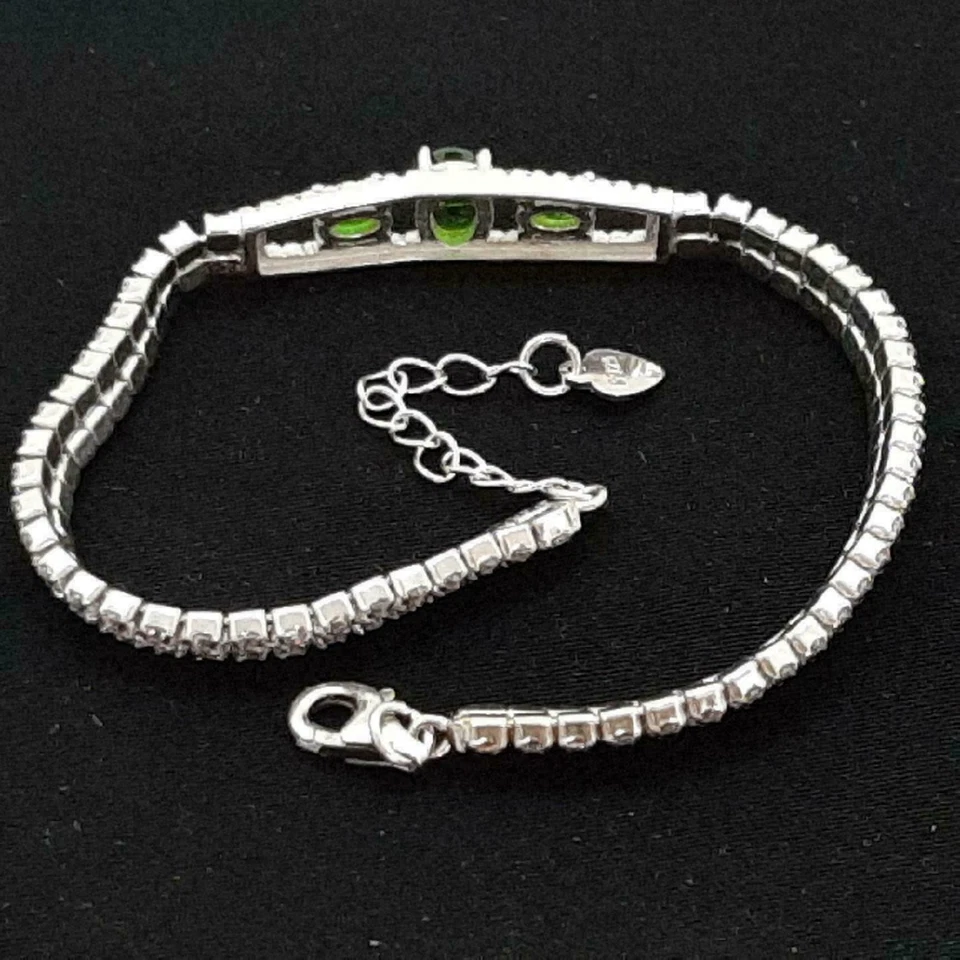 5 Ct Oval Cut Emerald Lab Created Diamond Tennis Bracelet 925 Silver Gold Plated - Image 4 of 4