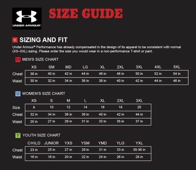 Under Armour Size Chart Women S