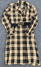 Robbie Bee Dress Womans 6 Black Tan Plaid Belted Double Breasted Career Vintage