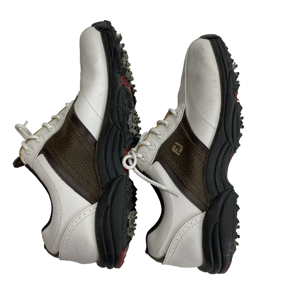 Zapatos de golf FootJoy contorno de cuero marrón blanco para hombre talla 8 Foto 4 de 4