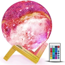 Glow Galaxy Lamp 5.9-Inch 16 Colors LED 3D Light with Wood Stand